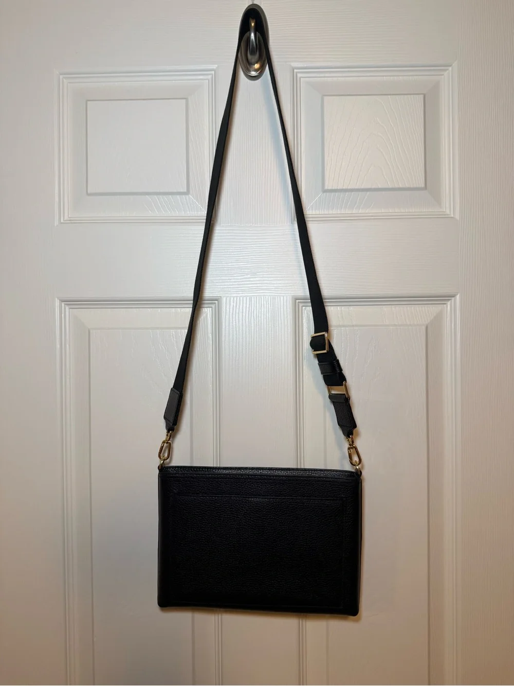 Tory Burch Black Pebbled Leather Crossbody Pouch with Gold Hardware
